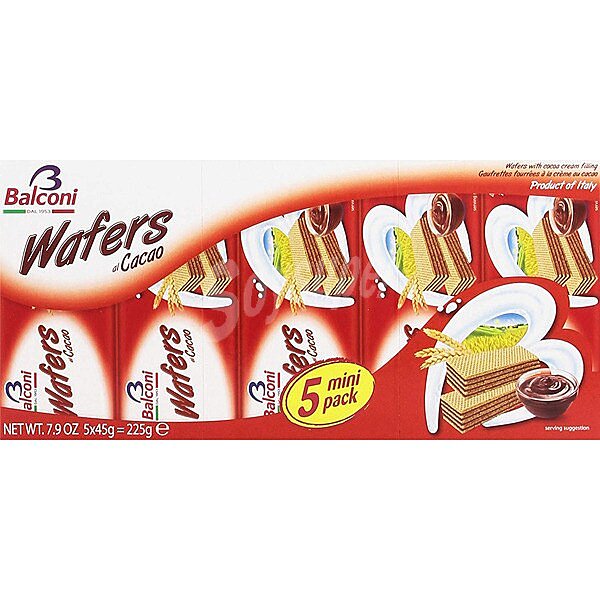 Galletas wafer rellenas de cacao