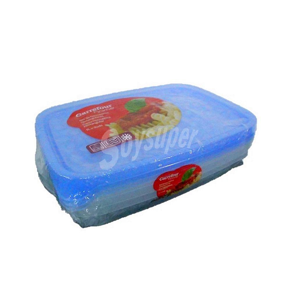 Set de Rectangulares de Plástico CRF home Carrefour 0,9 L. - Transparente