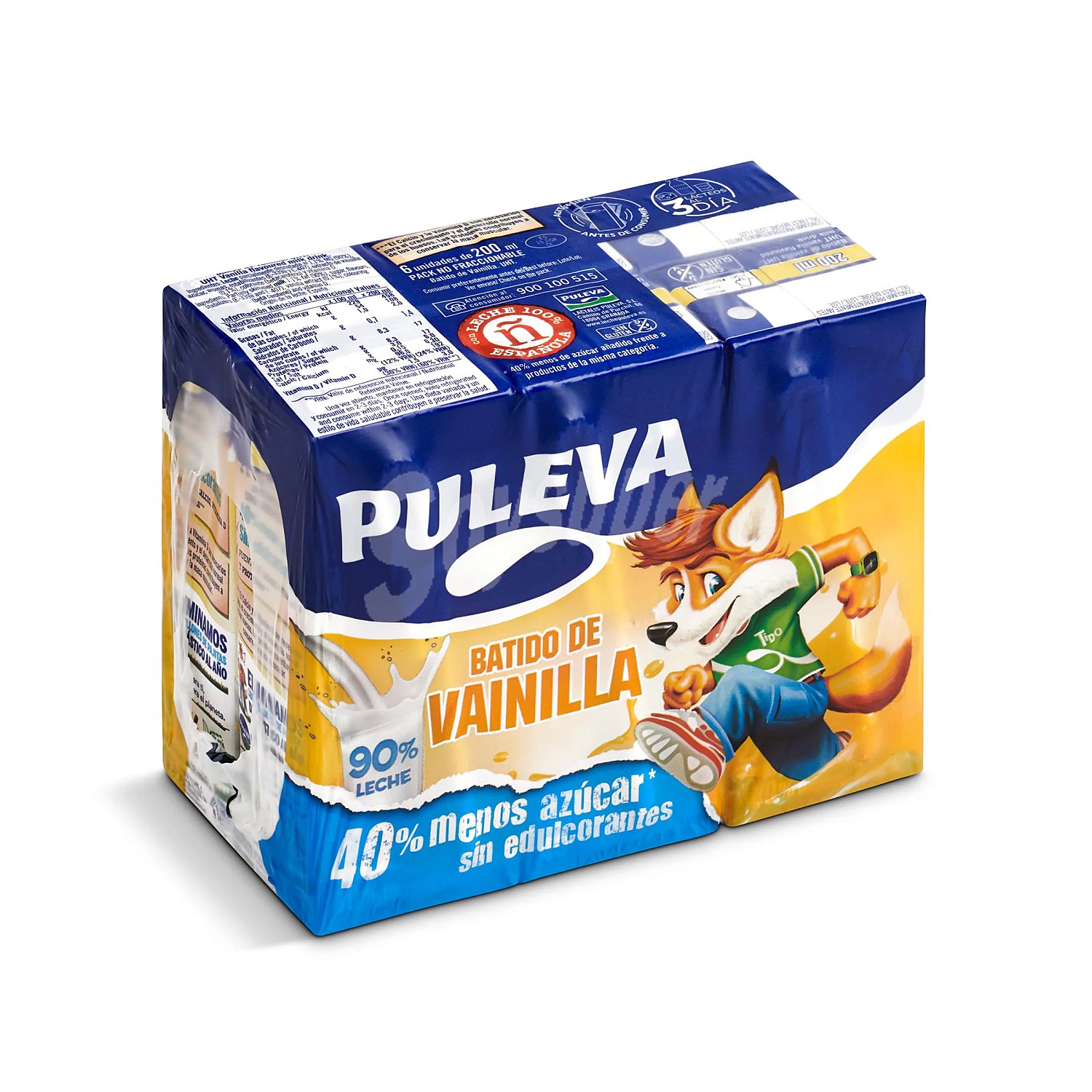 Batido con sabor a vainilla, elaborado con un 90% de leche puleva