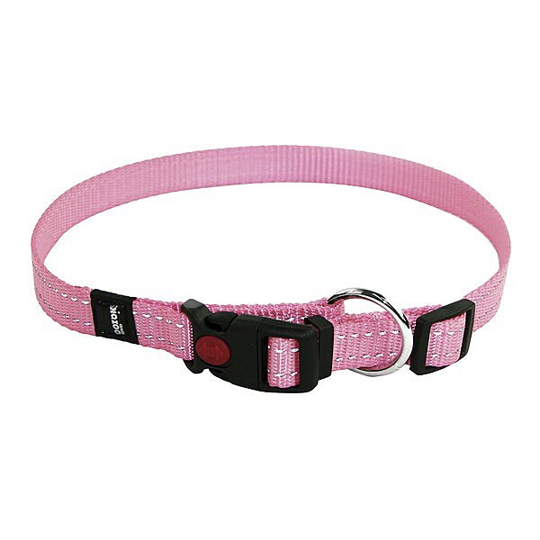 Collar nylon reflectante ajustable para perro color rosa medidas 30-37 cm