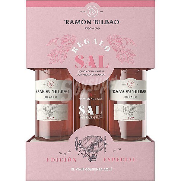 Vino rosado doca Rioja Esstuche con regalo de sal líquida de manantial con aroma de rosado