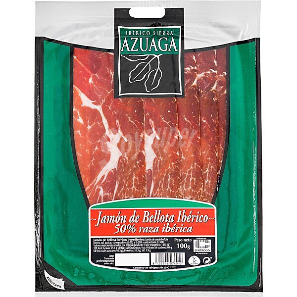 Jamón de bellota ibérico 50% raza ibérica en lonchas sin gluten