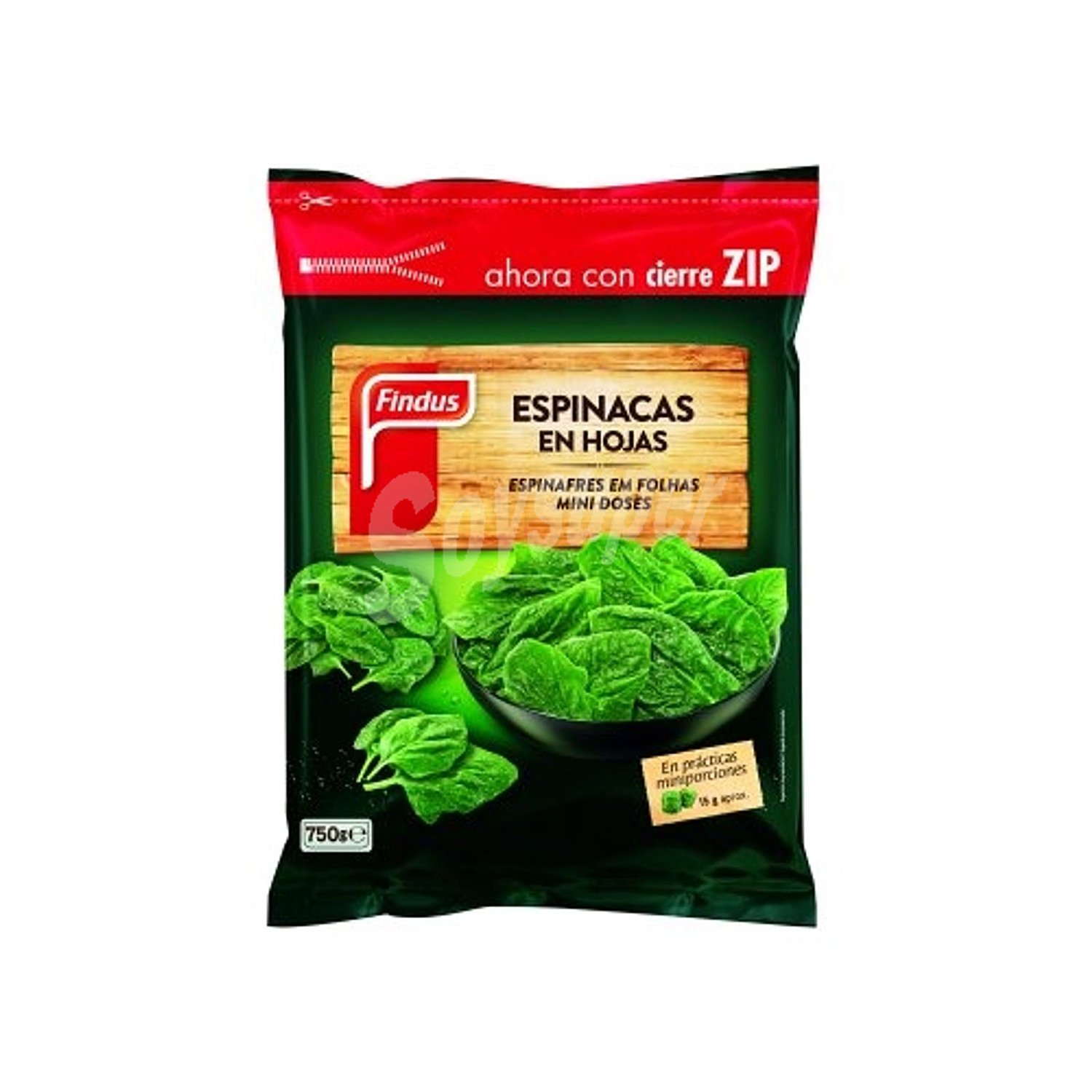 Espinacas en hojas miniporciones