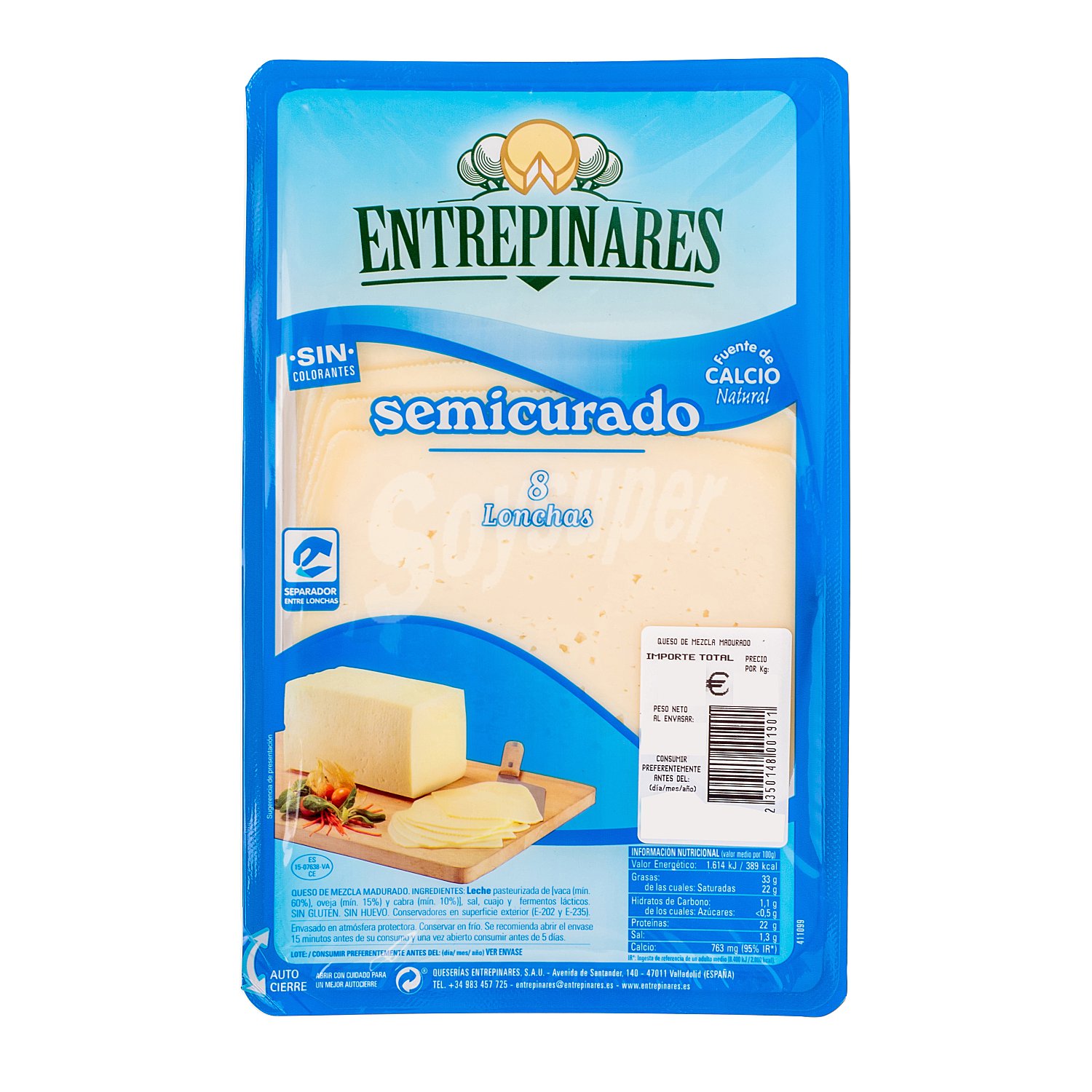 Queso barra lonchas semicurado