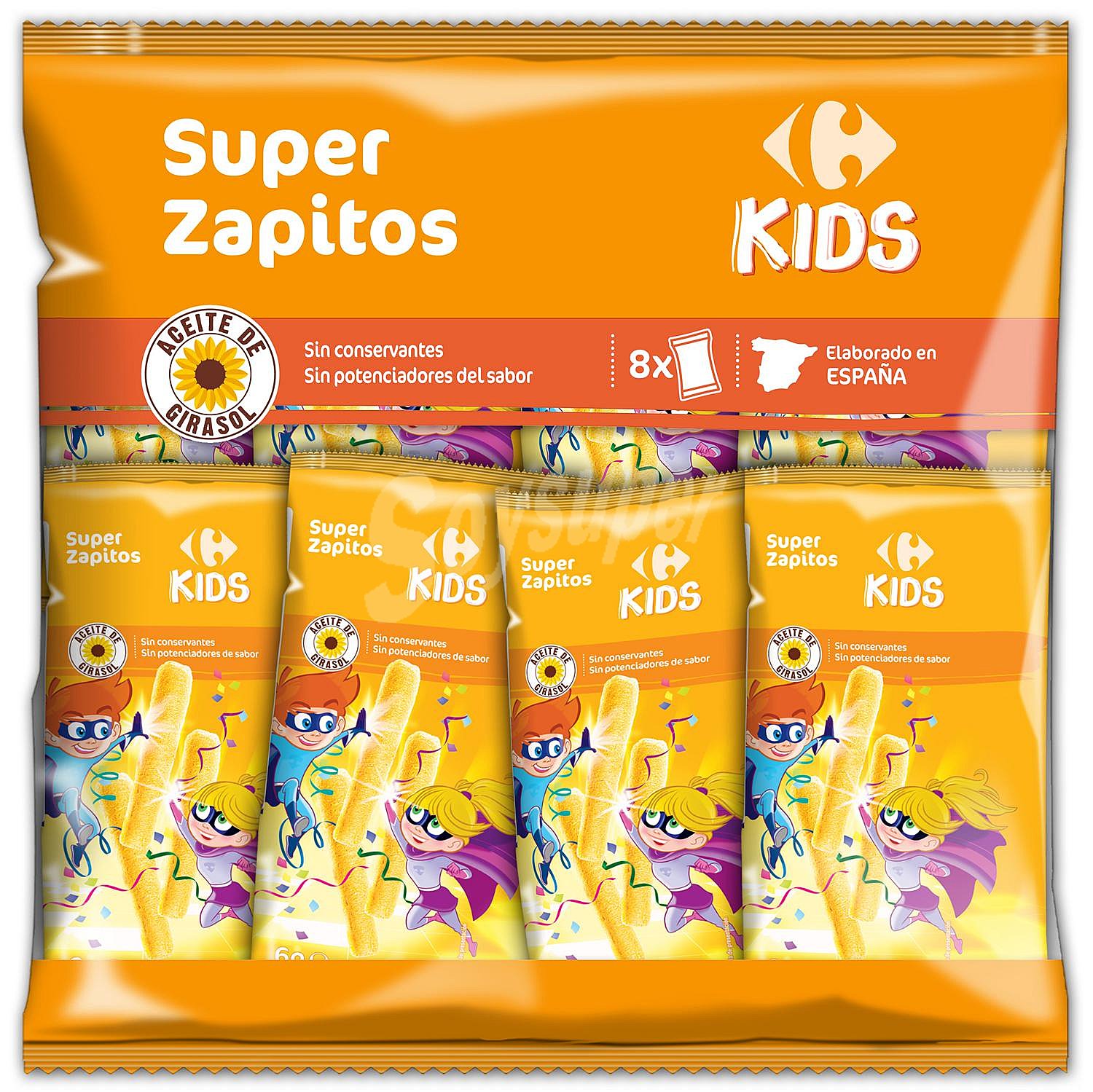 Aperitivo de maíz Super Zapitos Carrefour Kids sin gluten