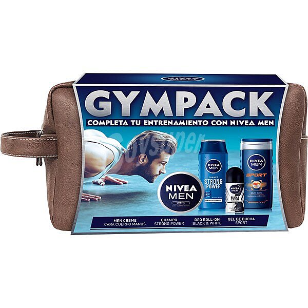 Neceser gympack Nivea Men (crema + Desodorante 50 ml + Gel de ducha 250 ml + Champú 250 ml)