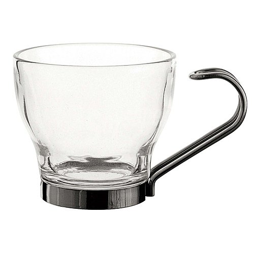 3 tazas de café de vidrio con asa de acero inox., luminarc