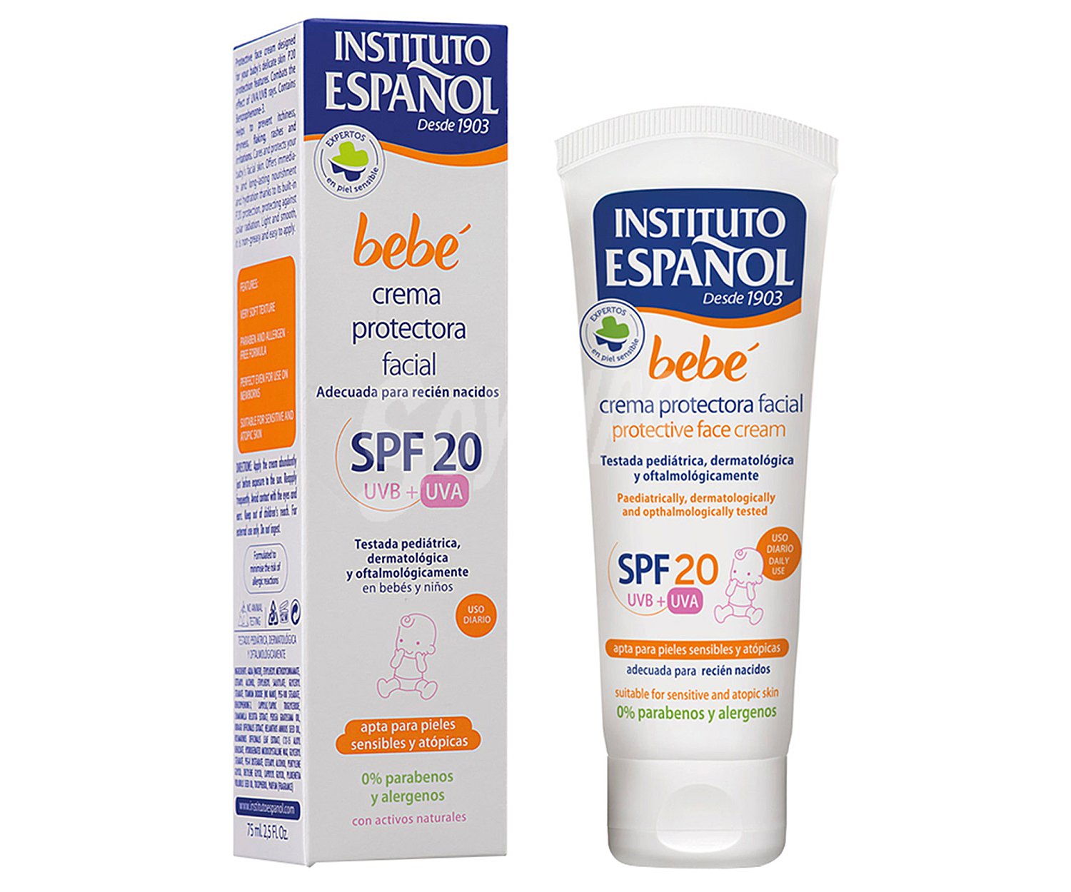 Crema protectora facial con SPF 20, para pieles sensibles y atópicas