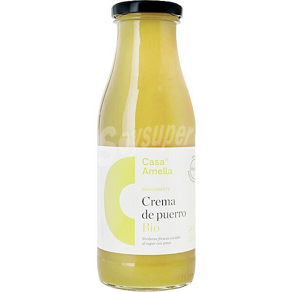 Crema de puerro ecológica, con verduras frescas cocidas al vapor