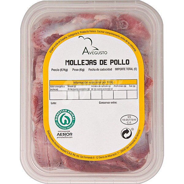 Mollejas de pollo peso aproximado