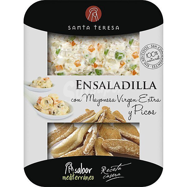 Ensaladilla rusa con mayonesa virgen extra y picos