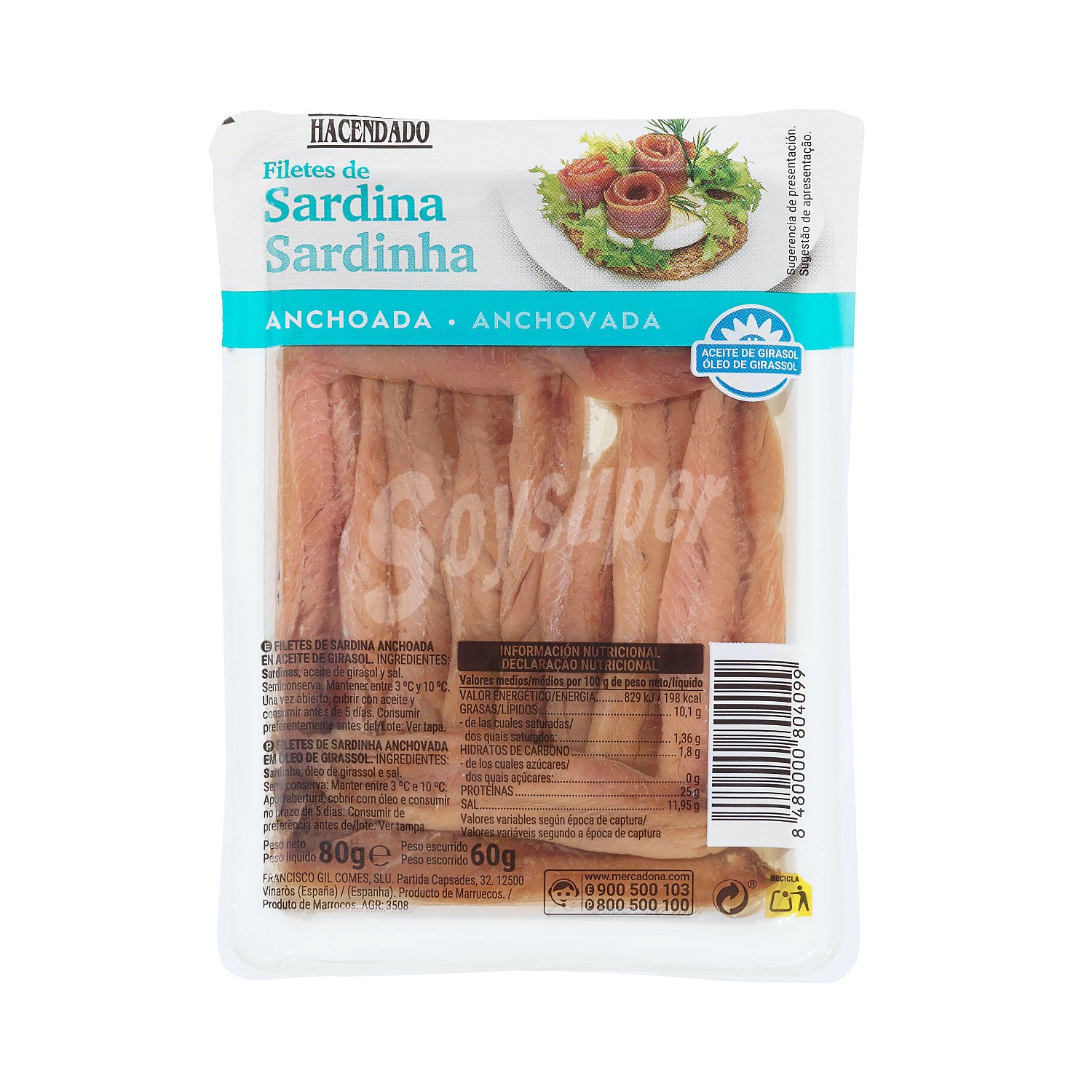 Sardina anchoada en aceite de girasol