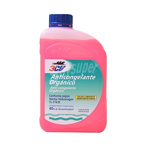 Líquido refrigerante con temperatura de protección de hasta -25ºC, rosa, 40% Monoetilenglicol, 3CV