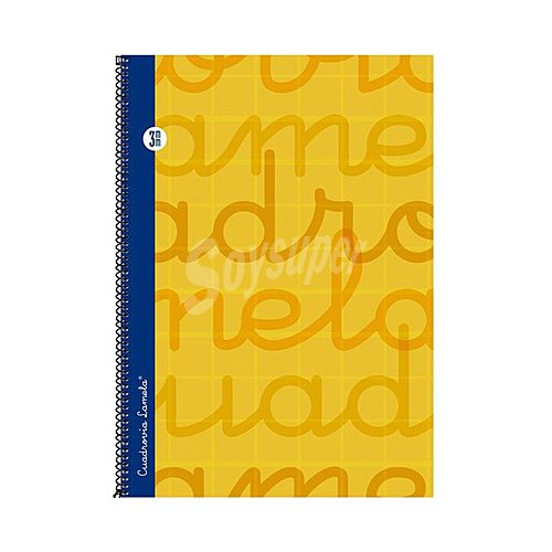 Cuaderno de espiral tamaño cuarto con 80 hojas de cuadrovía 3mm. Cubierta extra dura color amarillo. editorial lamela