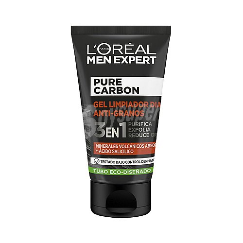 L´oréal MEN expert Gel limpiador de día 3 en 1 (purifica, exfolia y reduce los granos) L óréal MEN expert Pure carbon