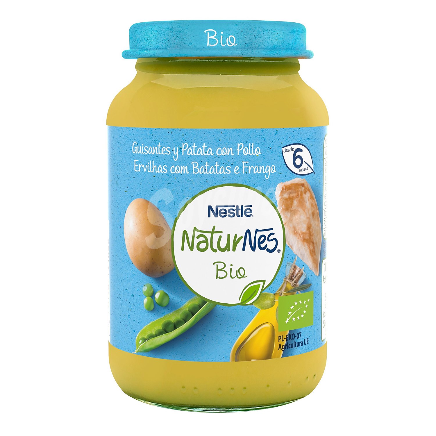 Naturnes pure de guisantes con patata y pollo bio tarrito