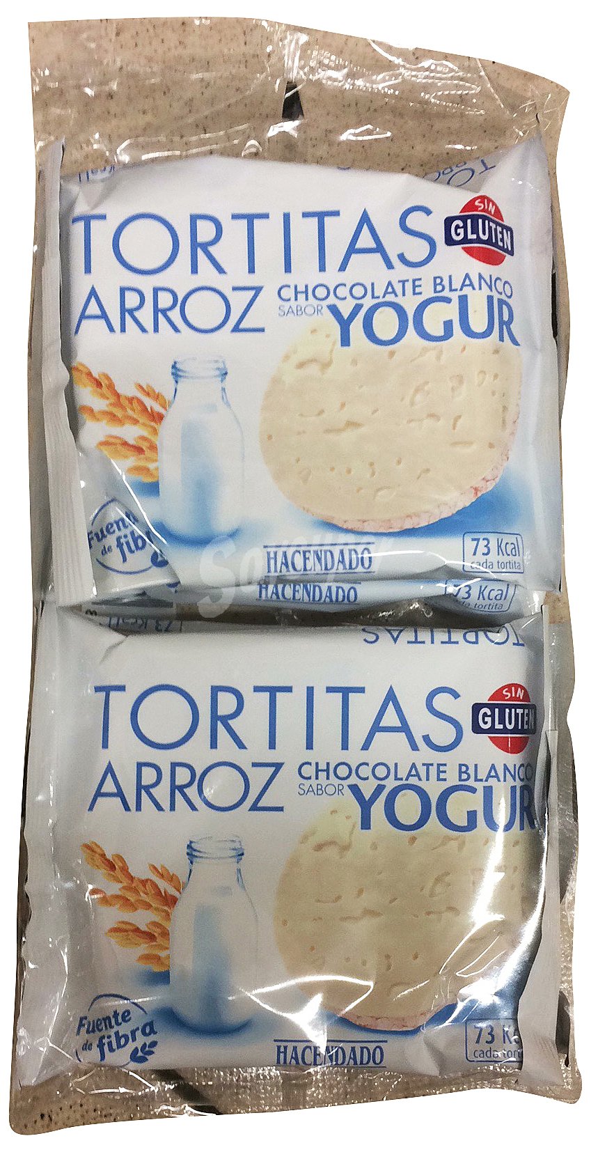 Tortitas de arroz con chocolate blanco sabor yogur