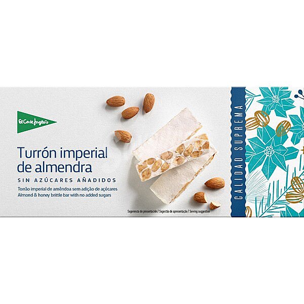 Turrón imperial de almendra sin azúcares añadidos Sin Gluten Calidad Suprema selection