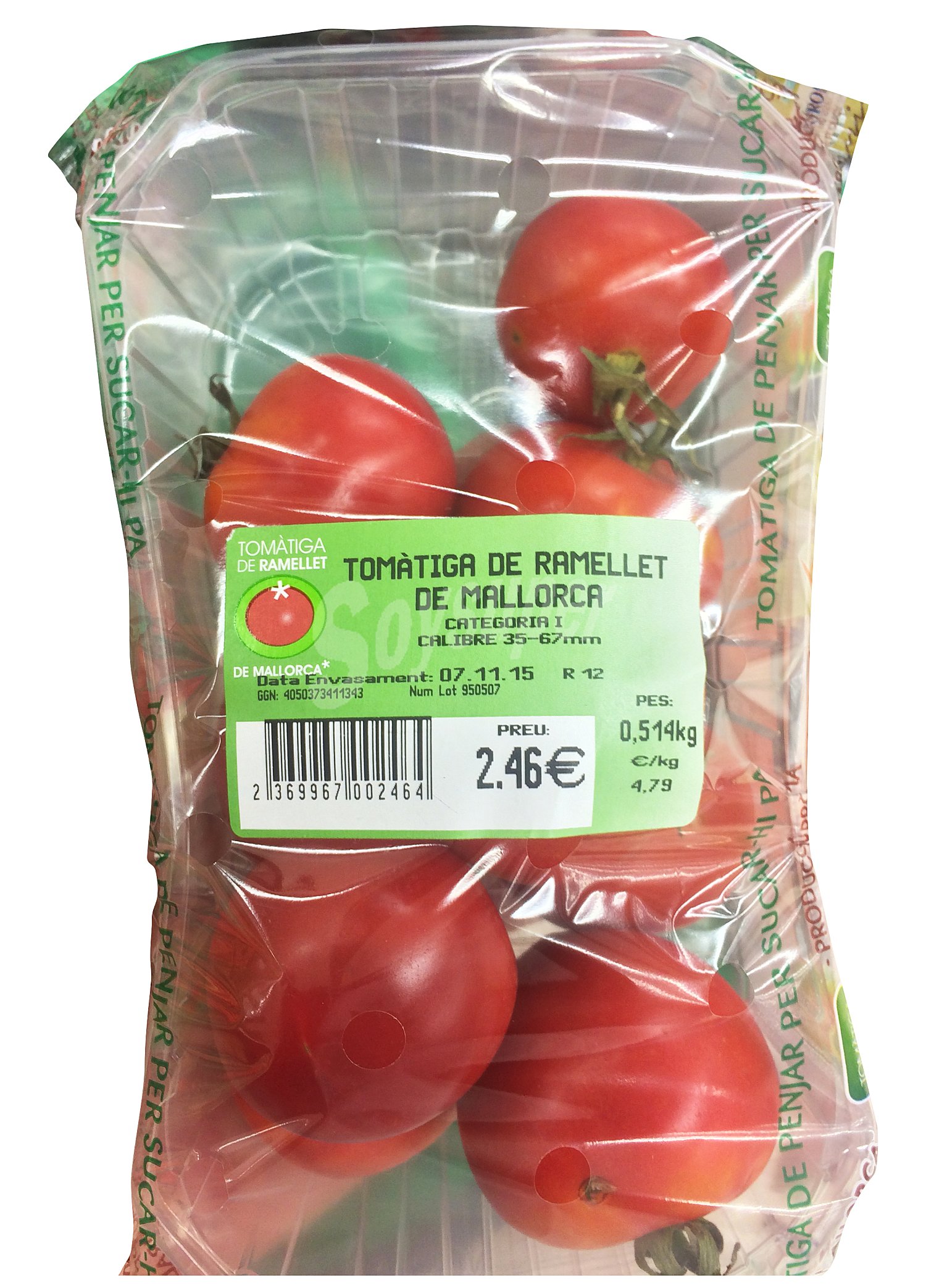 Tomate ramillete, varios, bandeja 500 g aprox(peso aproximado DE LA )