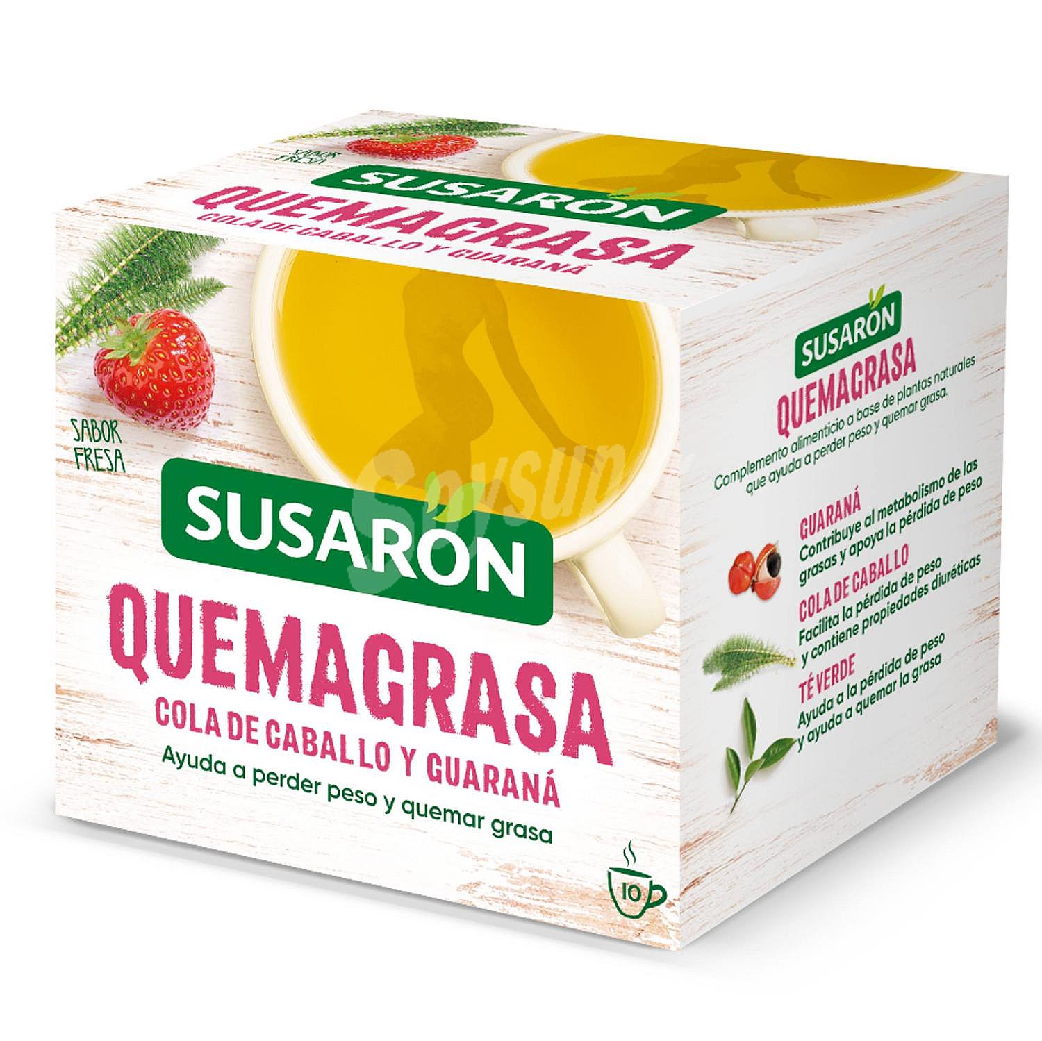 Infusión quemagrasa con cola de caballo y guaraná sabor fresa en bolsitas Susarón