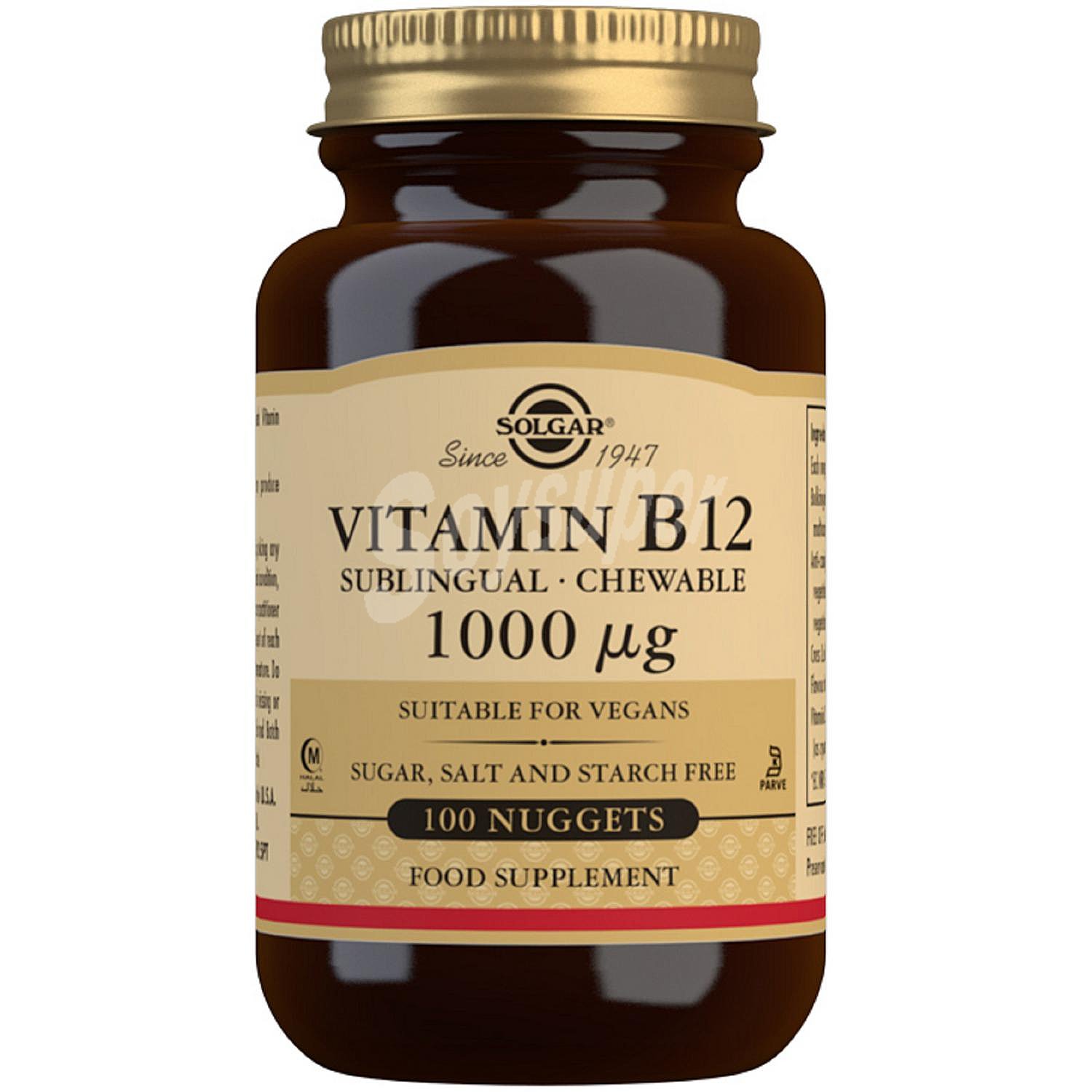 Vitamina B12 Solgar sin gluten sin lactosa