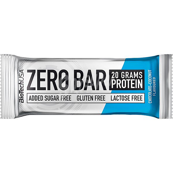 Zero barrita de proteinas sabor chocolate y coco sin gluten, sin lactosa y sin azúcares añadidos