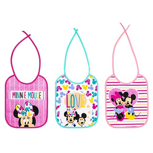 Pack de 3 baberos de rizo con lazos, minnie.