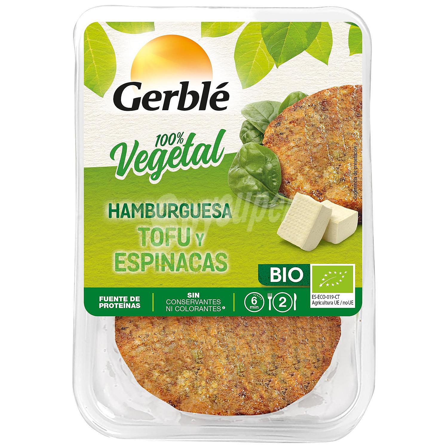 Hamburguesas de tofú y espinacas gerblè