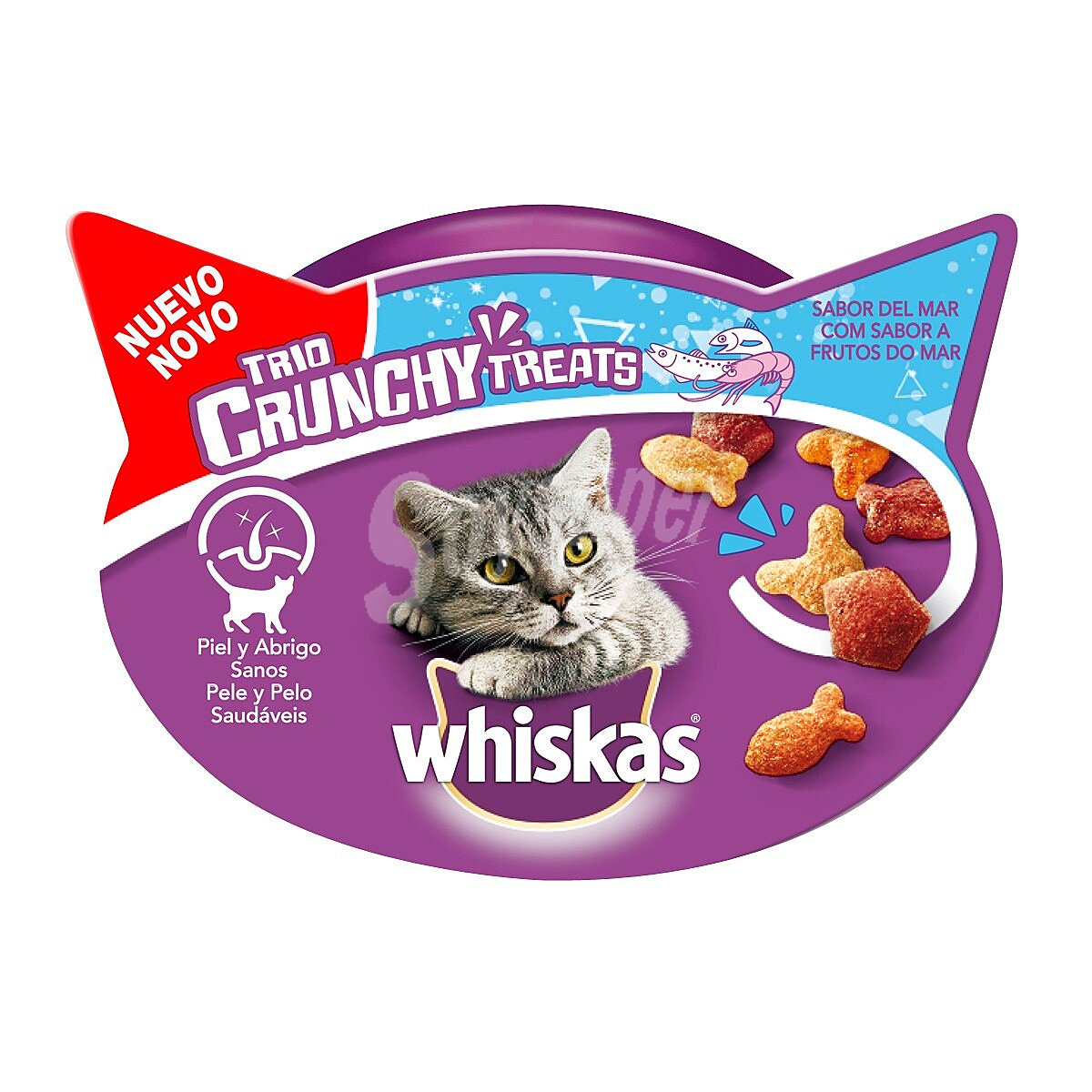 Trio cunchys treats snacks para gatos sabores de mar