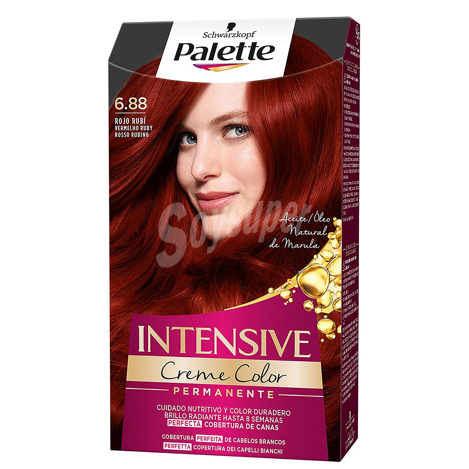 Tinte Intensive Creme Color permanente rojo rubí nº 6.88 cuidado nutritivo con micro-aceites