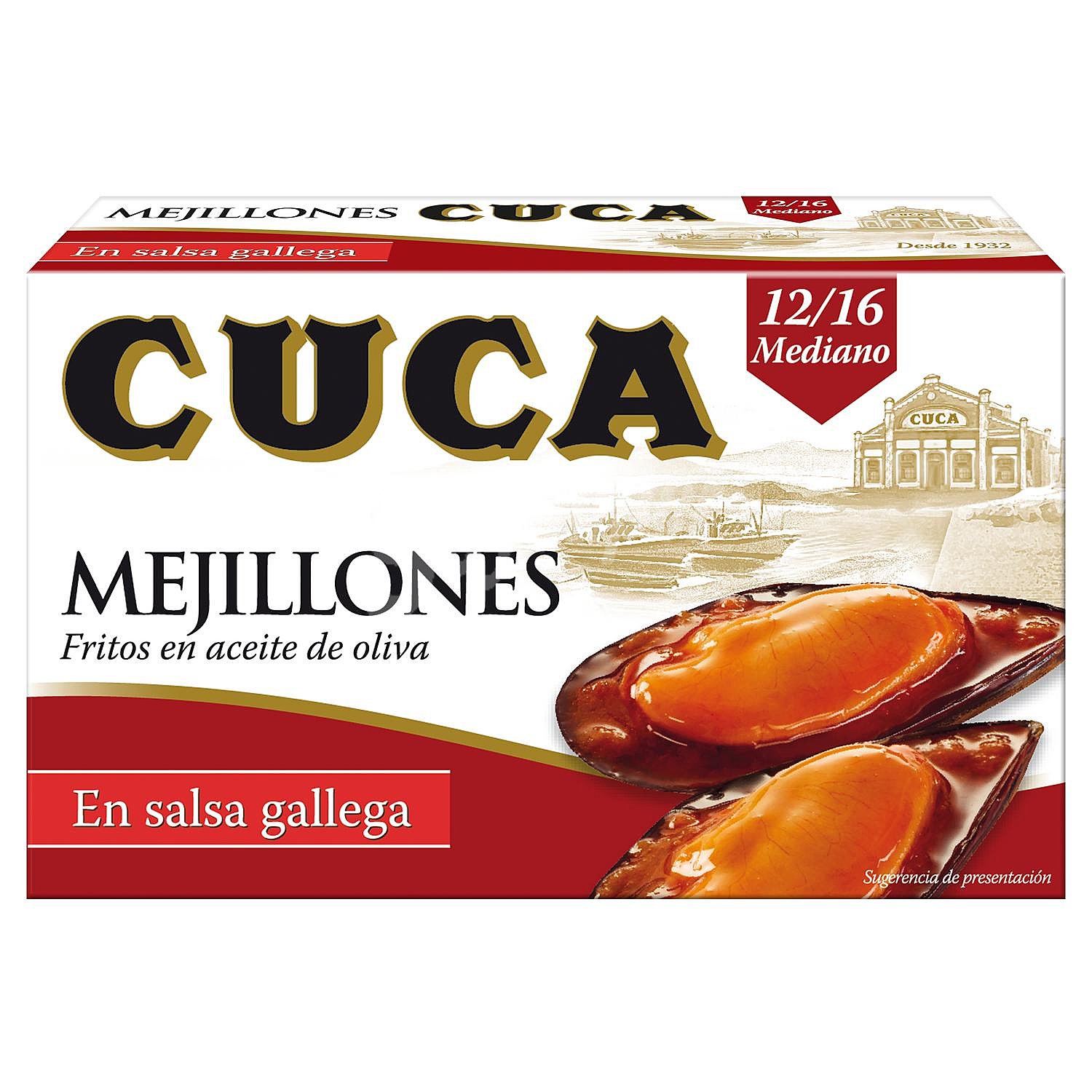 Mejillones fritos en aceite de oliva,salsa Gallega, 12/16 piezas