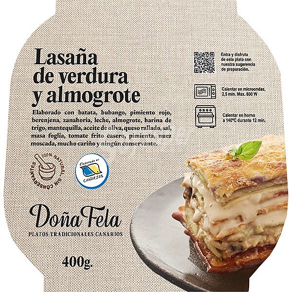 Lasaña de verdua y almogrote