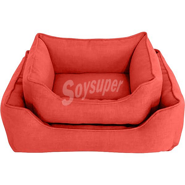 Cama roja-naranja para perros y gatos 61x45x21 cm