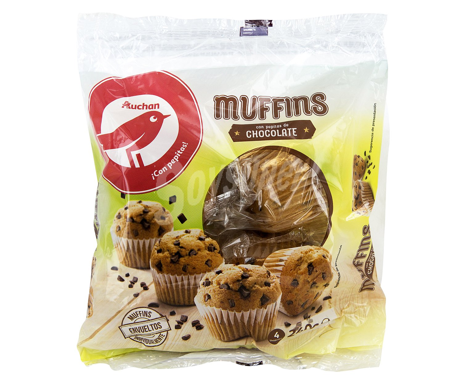 Muffins con pepitas de chocolate individuales