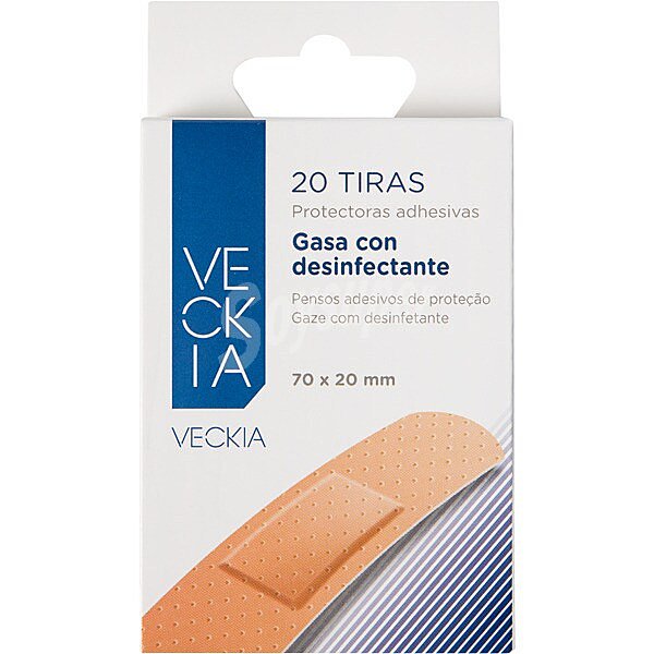 Tiritas protectoras adhesivas con gasa antiséptica color piel