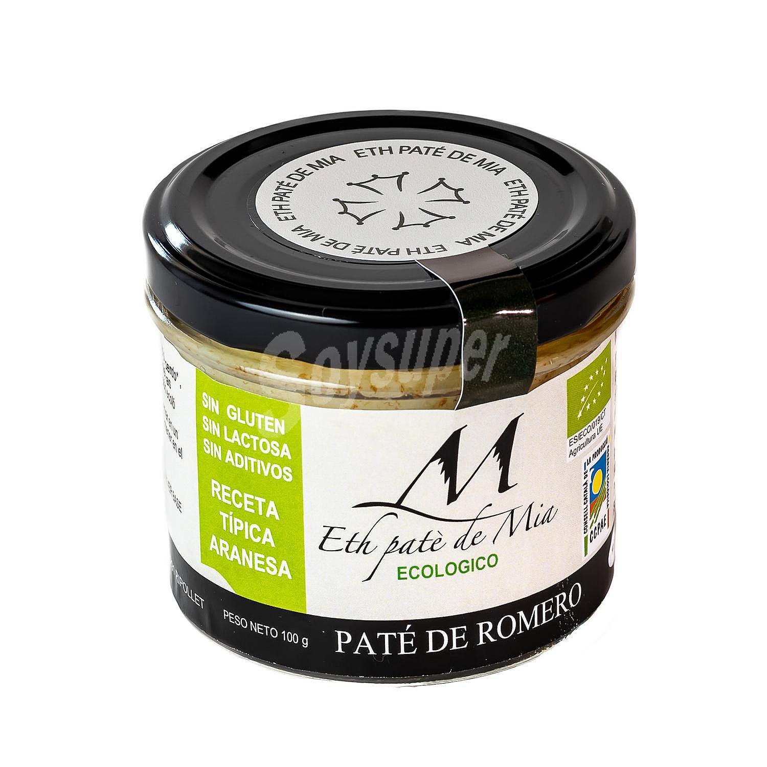 Paté de romero ecológico sin gluten y sin lactosa