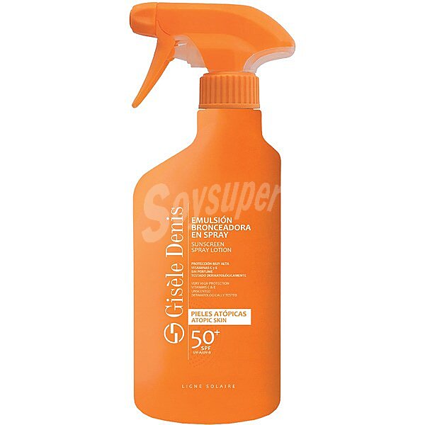 Emulsión bronceadora en spray para pieles atópicas SPF-50+ con vitaminas C y E