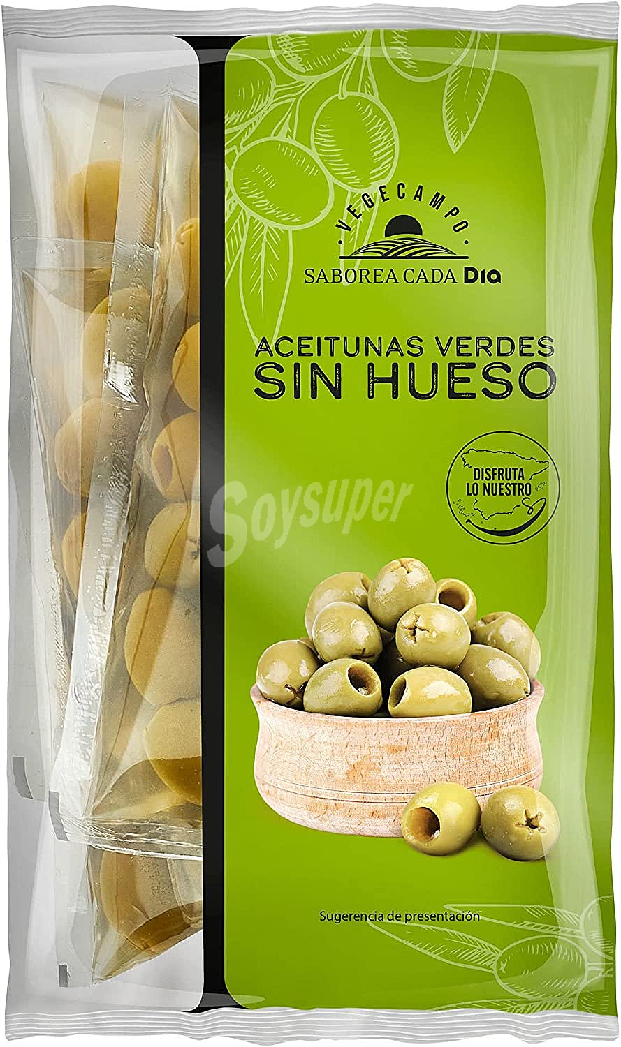 Aceitunas verdes sin hueso Vegecampo bolsa