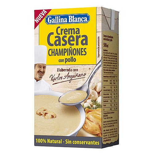 Crema casera de champiñones con pollo