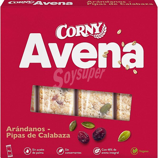 Barratas de cereal muesly con avena, arándanos y pipas de calabaza