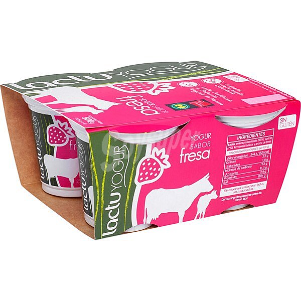 Lactuyogur yogur sabor fresa sin gluten