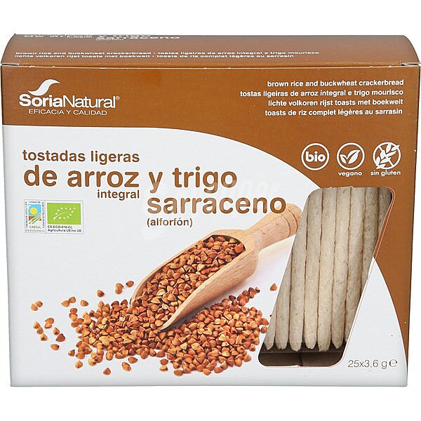 Tostadas ligeras de arroz y trigo sarraceno ecológicas 