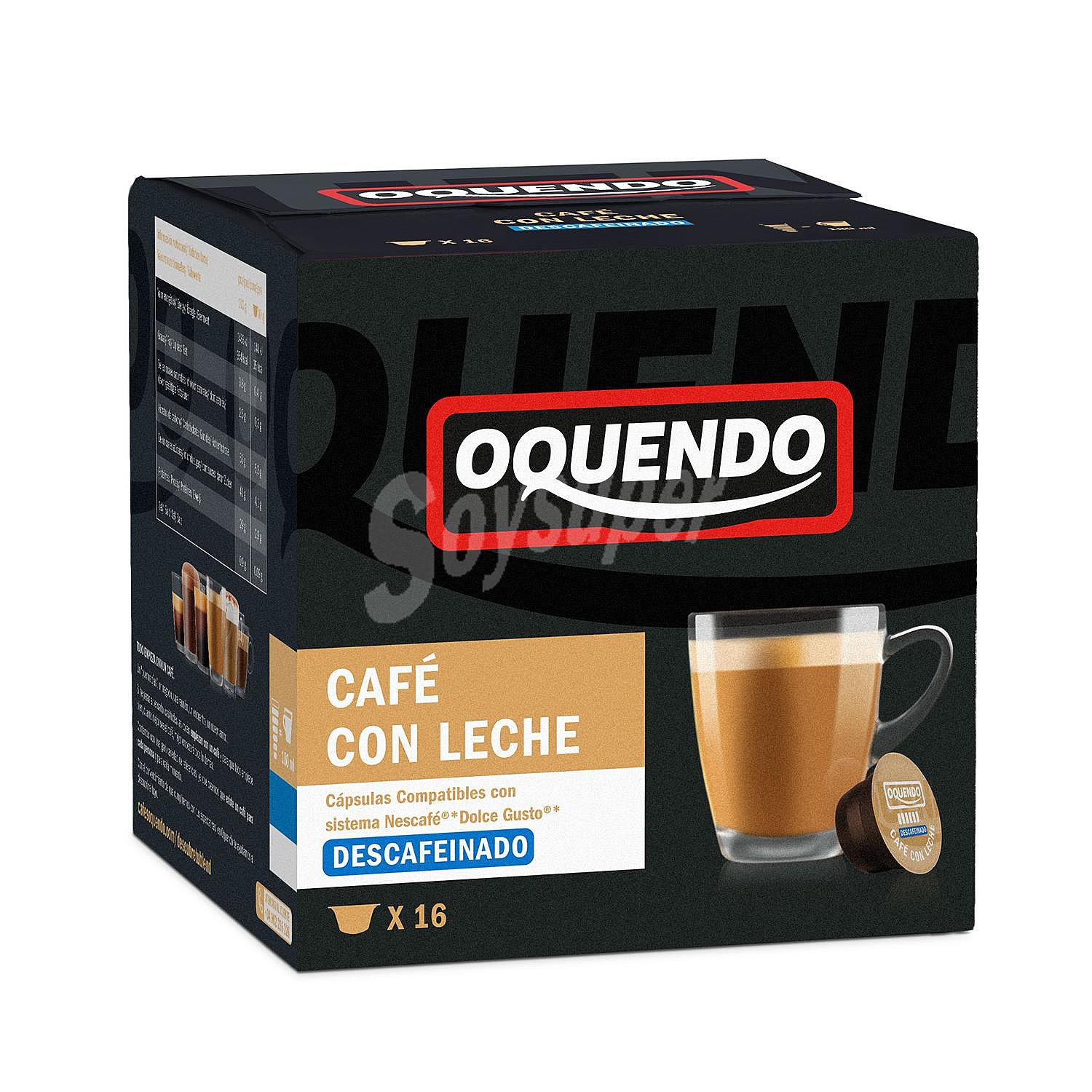 Café con leche descafeinado en cápsulas Oquendo