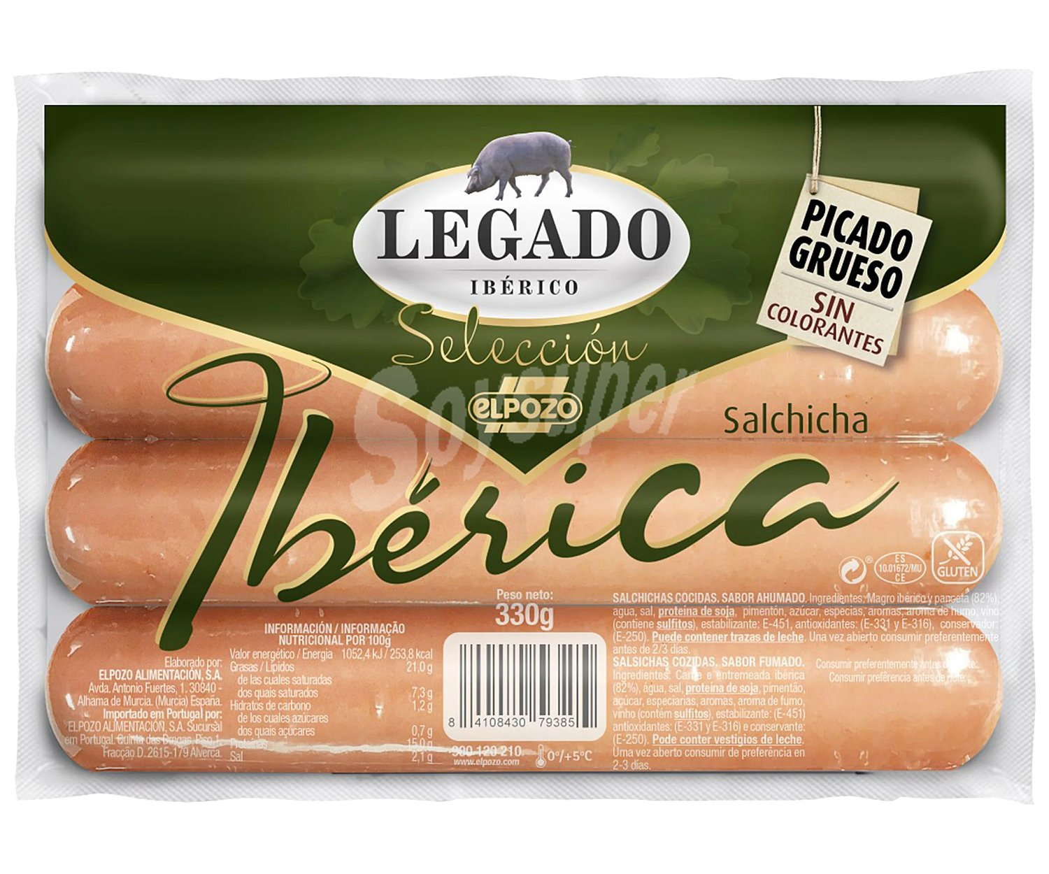 Salchichas cocidas y con sabor ahumado de cerdo ibérico selección