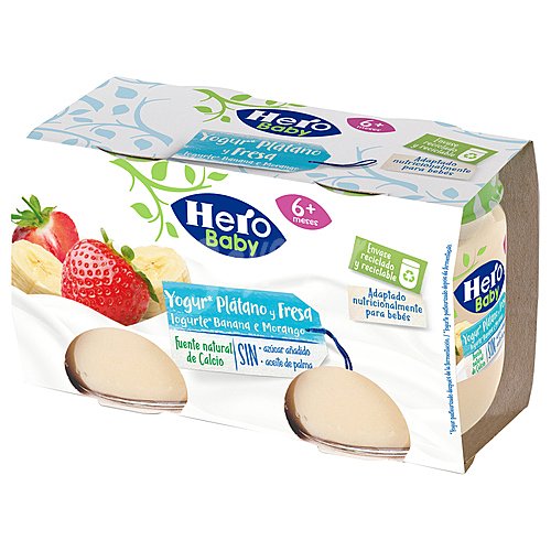 Hero Yogur de plátano y fresa, adaptado para bebés, a partir de 6 meses