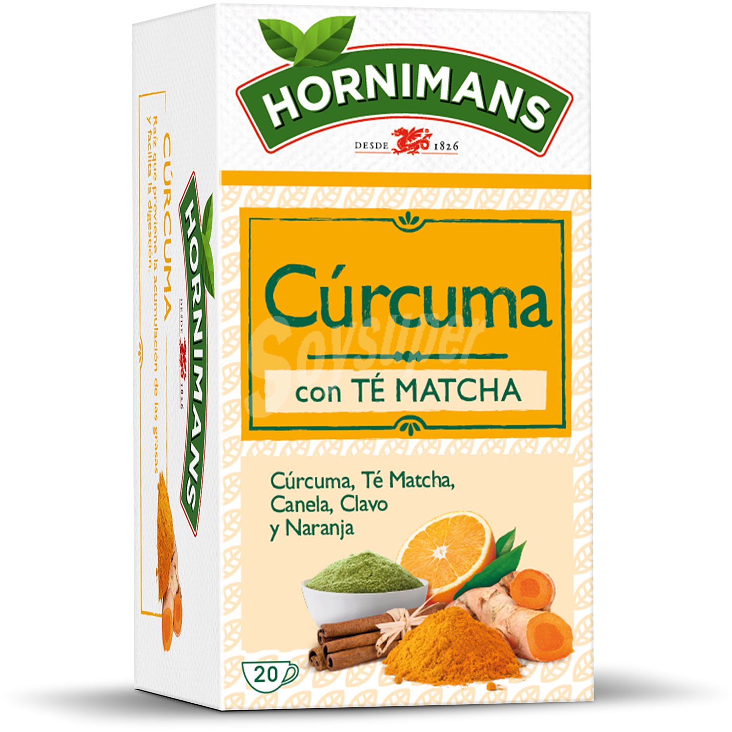 Cúrcuma con té matcha estuche 20 bolsitas