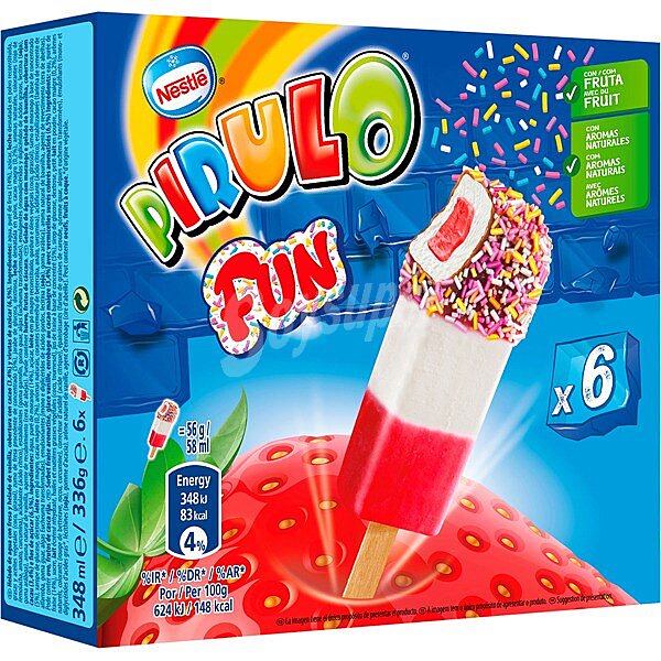 Fun helado con fresa y helado de vainilla 6 unidades