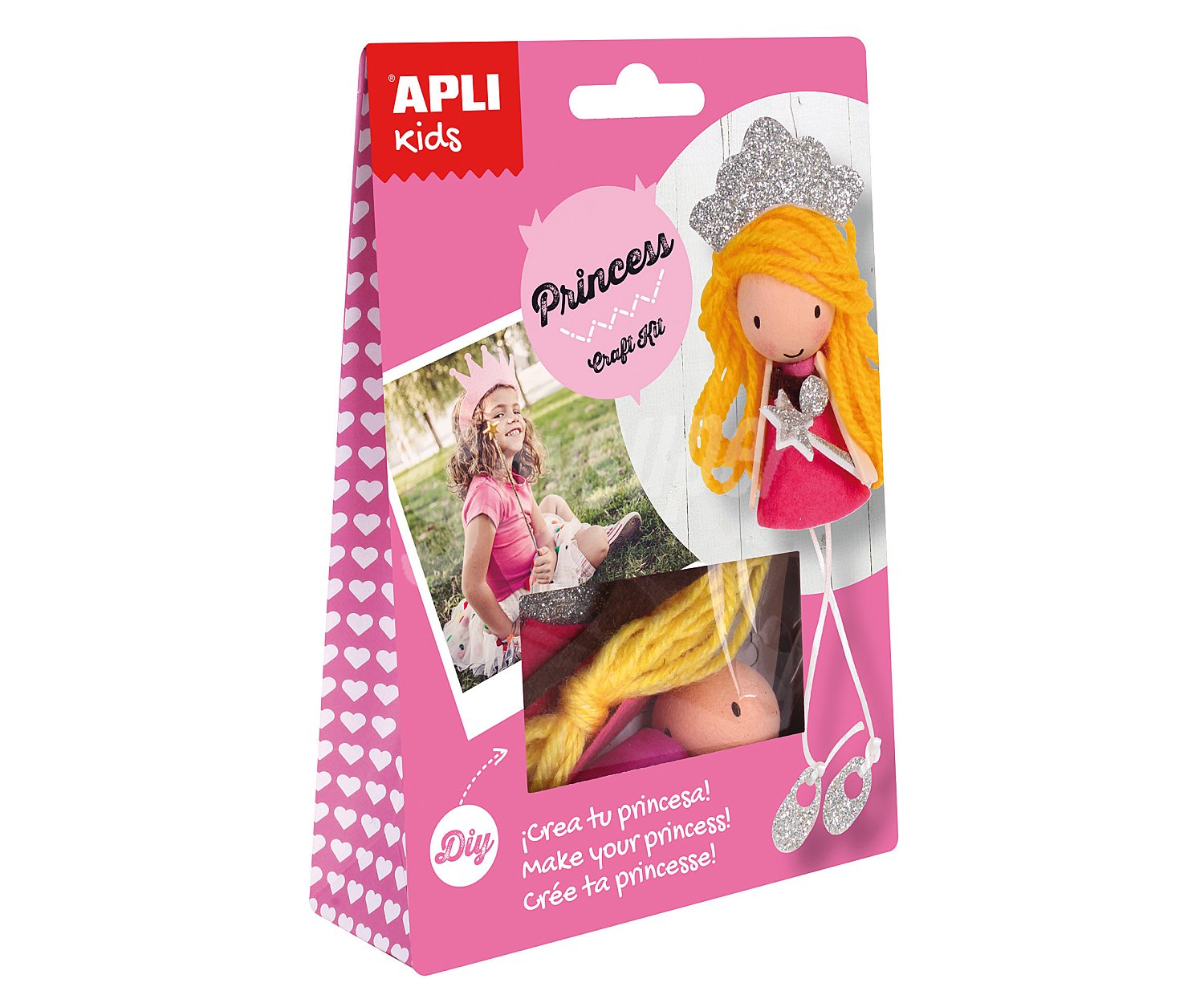 Kit para construir una muñeca con forma de princesa con materiales para realizar manualidades apli