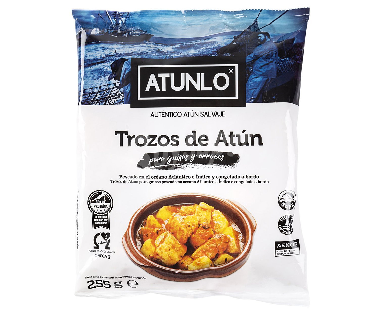 Trozos de atún salvaje congelados, ideales para arroces y guisos