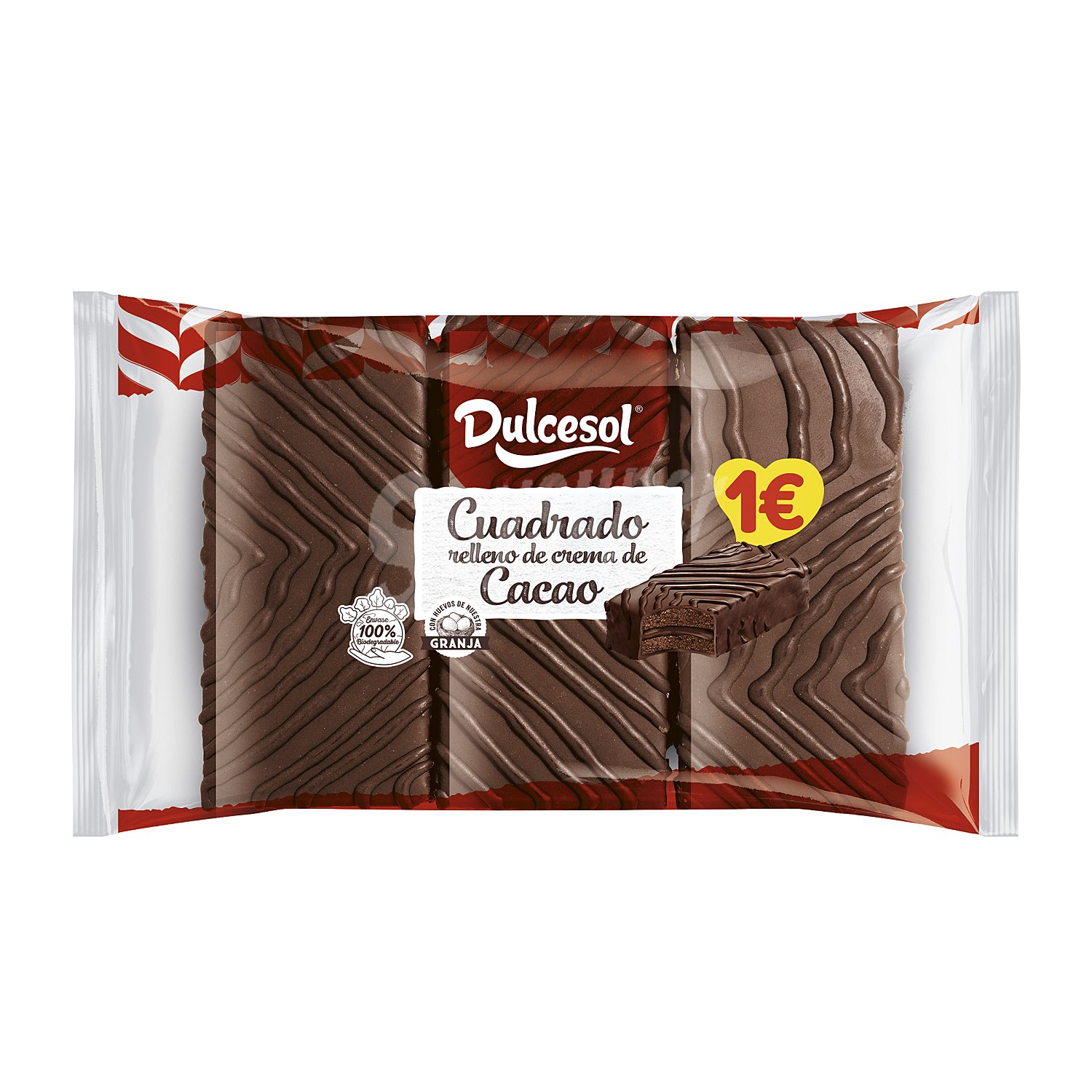 Cuadrados rellenos de cacao Dulcesol